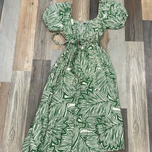 Green Leaf Print Women's Dress
